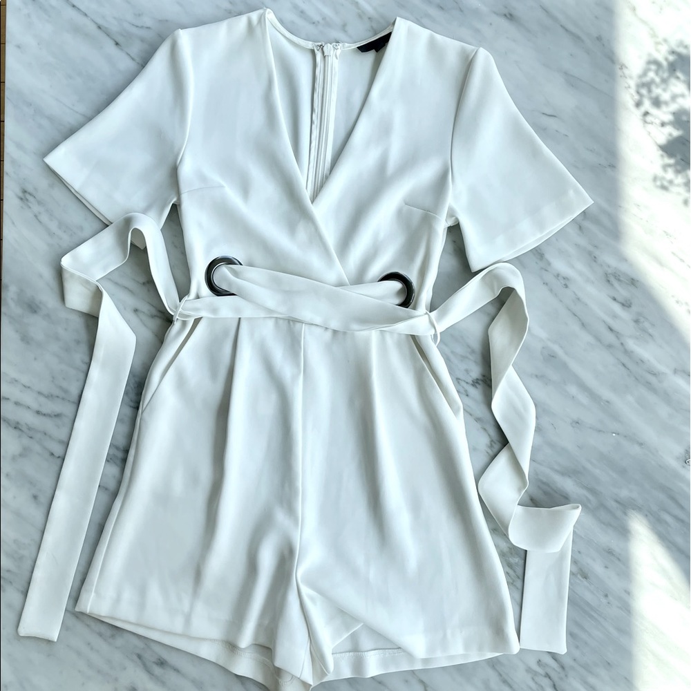 TopShop | Short-Sleeve V-neck Mini Romper